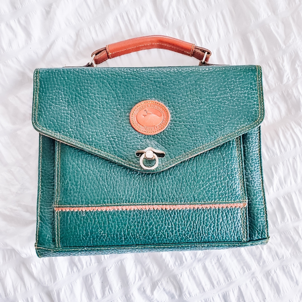 👜Green and brown bifold accordion briefcase